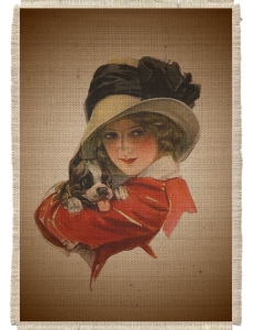 Картина на мешковине арт.512  "Дама с щенком"