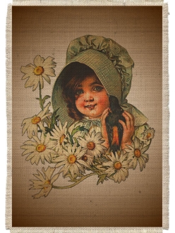 Картина на мешковине арт.513  "Девочка в ромашках"