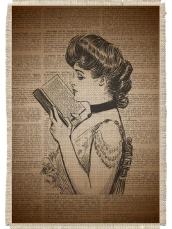 Картина на мешковине арт.517  "Дама с книгой"