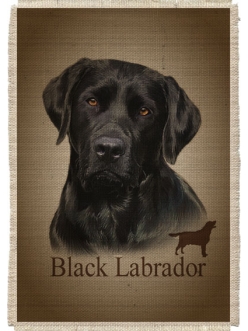 Картина на мешковине арт.546  "Лабрадор черн"